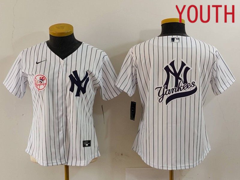 Youth New York Yankees Blank White stripe Game 2024 Nike MLB Jersey style 11->youth mlb jersey->Youth Jersey